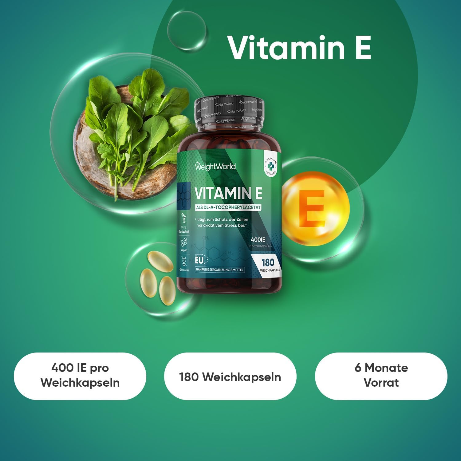 Thumbnail 1 de WeightWorld Vitamin E 400 IE 180 Kapseln 💊