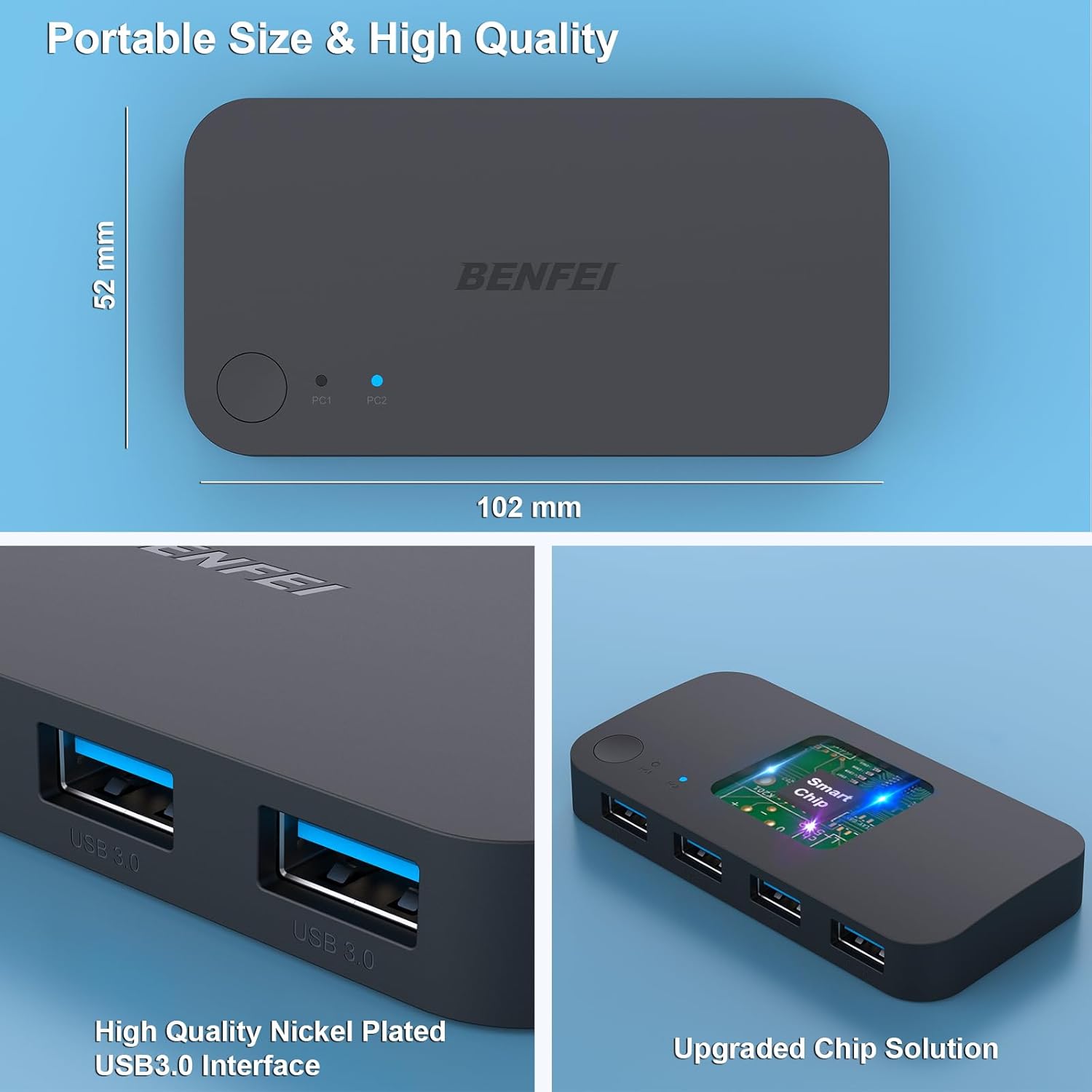 Thumbnail 6 de BENFEI USB 3.0 KVM-Switch für 2 Computer: 4 USB-Geräte teilen (USB-KVM, Windows/Mac/Linux)