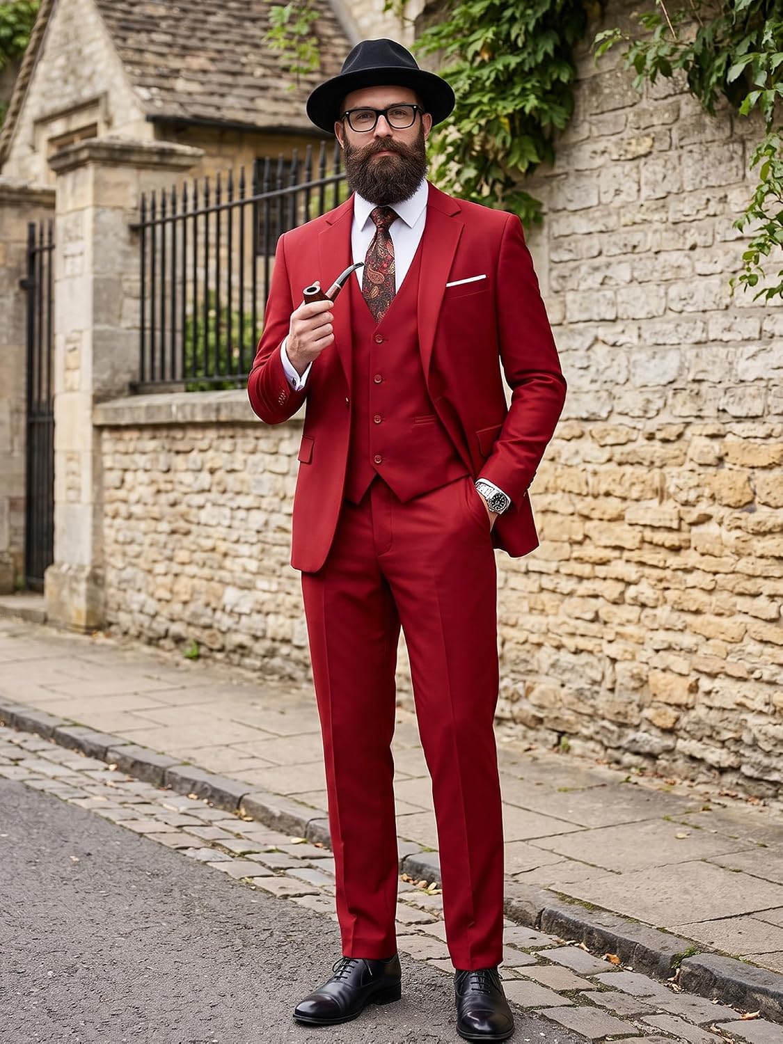 Thumbnail 1 de MAGE MALE Men's 3-Piece Slim-Fit Suit with One-Button Blazer