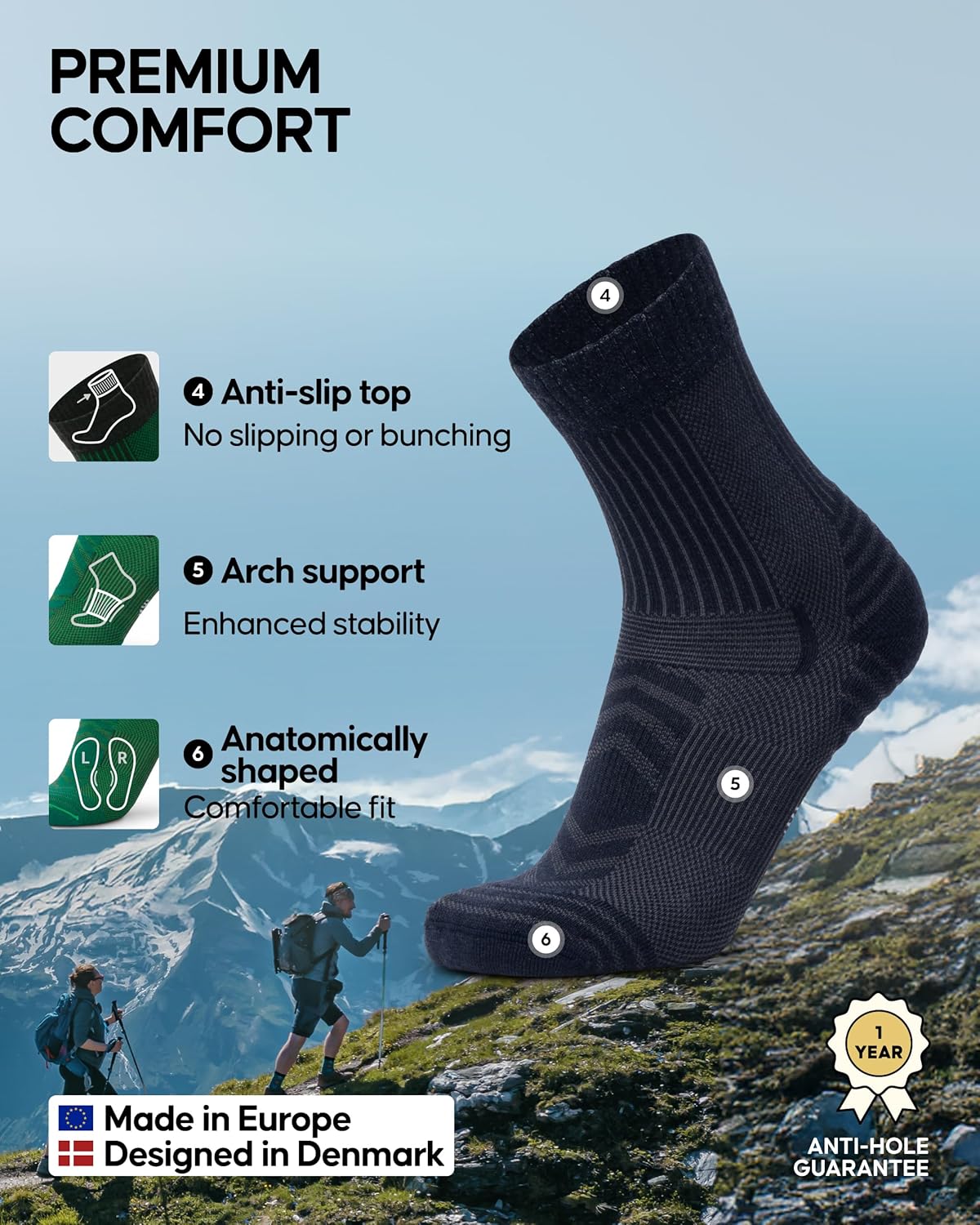 Thumbnail 2 de DANISH ENDURANCE Merino hiking socks 3-pack