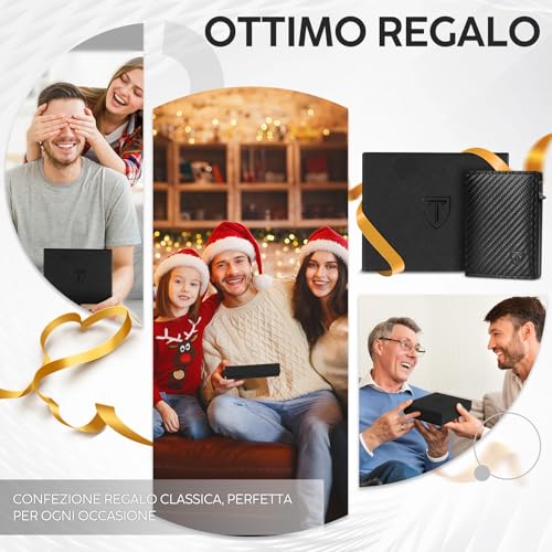 Thumbnail 6 de TENBST Portafoglio Uomo Slim Piccolo: protezione RFID, coperchio in fibra di carbonio e chiusura magnetica