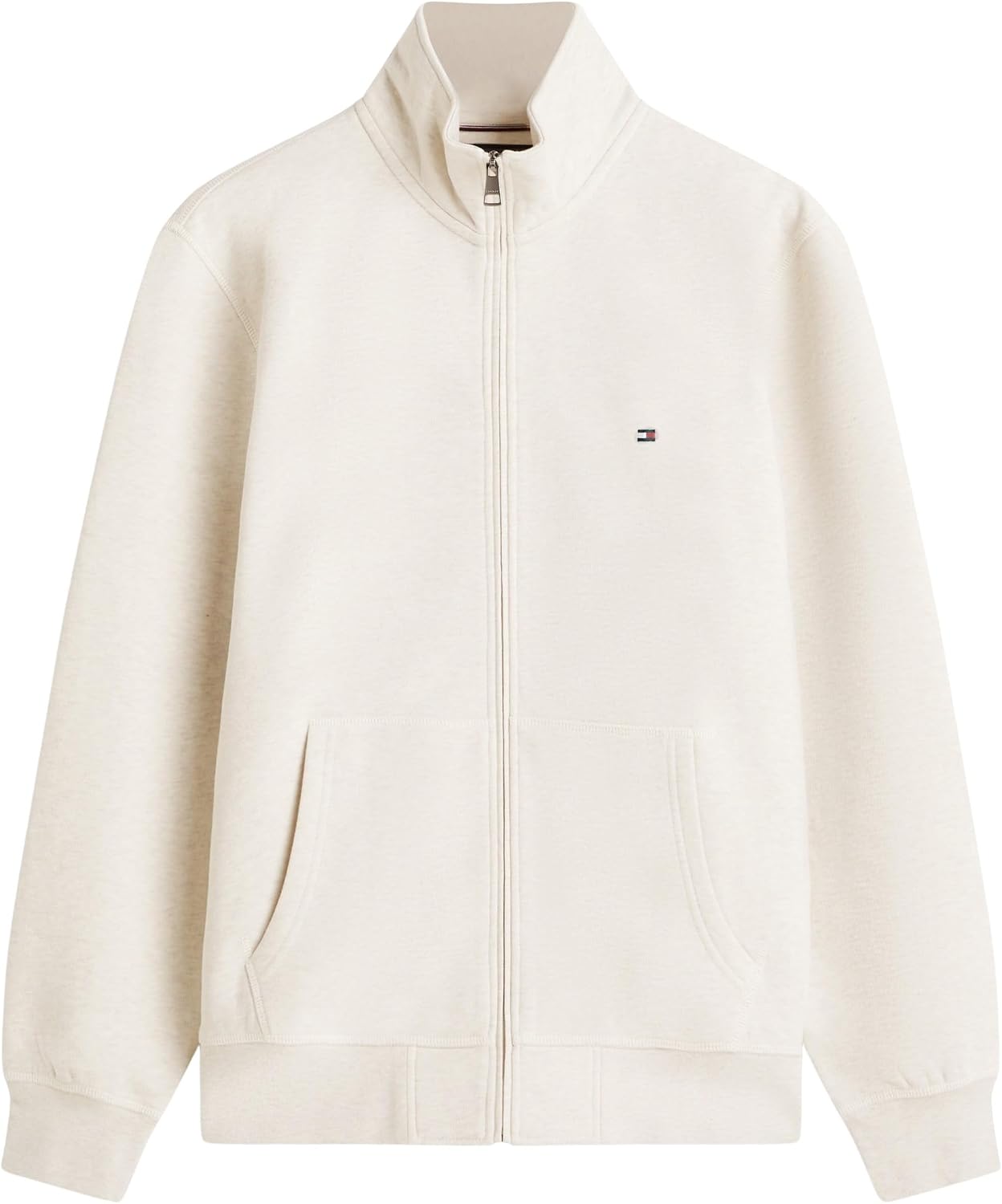 Detalle de Tommy Hilfiger men’s Essential fleece stand-collar zip-through sweatshirt