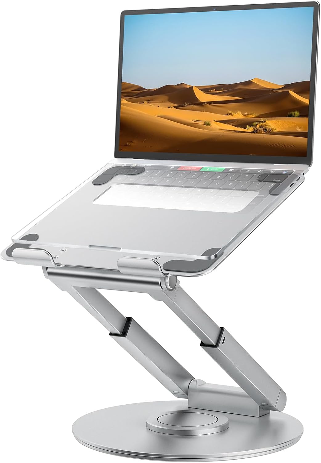 Detalle de tounee Laptop Ständer höhenverstellbar mit 360° drehbarer Basis – ergonomischer Standfuß für Laptops 10–17" (silber)