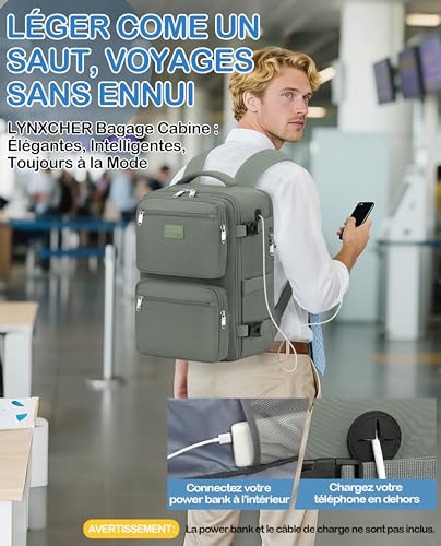 Thumbnail 5 de LYNXCHER Sac à Dos Voyage Cabine Avion 45x36x20 cm – Spacieux et léger pour easyJet et compagnies