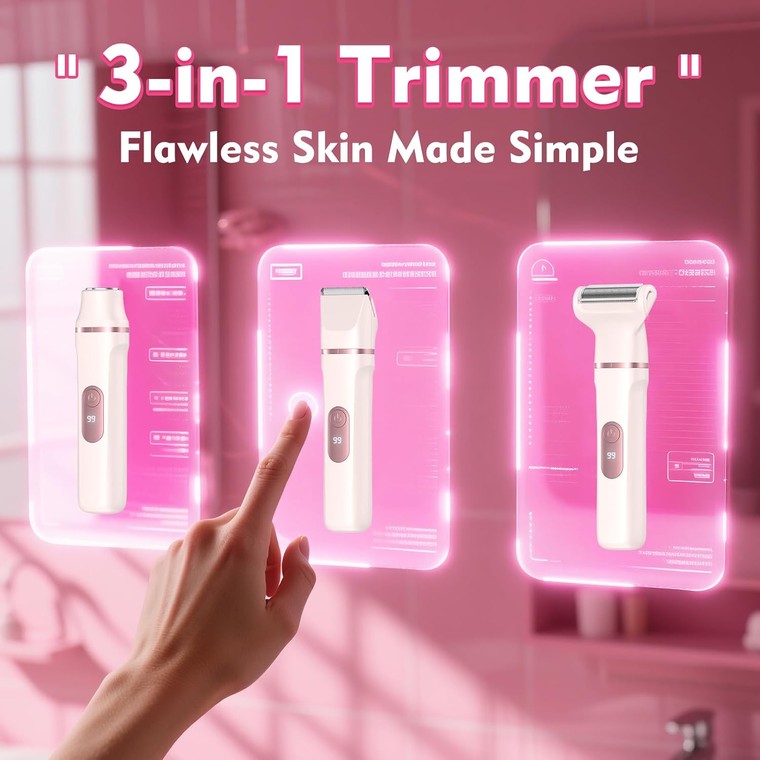 Thumbnail 2 de Lady Shavers for Women: 3-in-1 Bikini Trimmer with LED Display