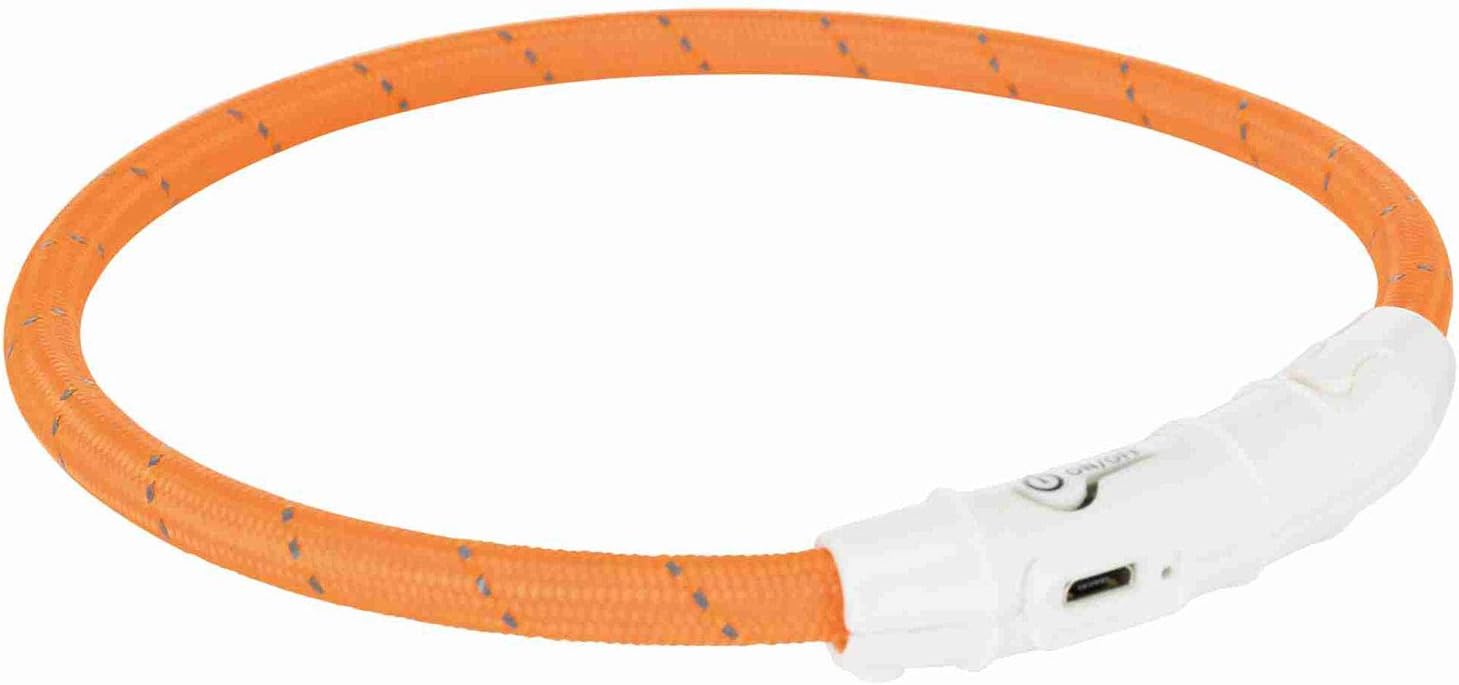 Detalle de TRIXIE 12641 Collare luminoso ricaricabile per cani – LED USB, silicone, XS‑XL, Ø 10 mm, 70 cm