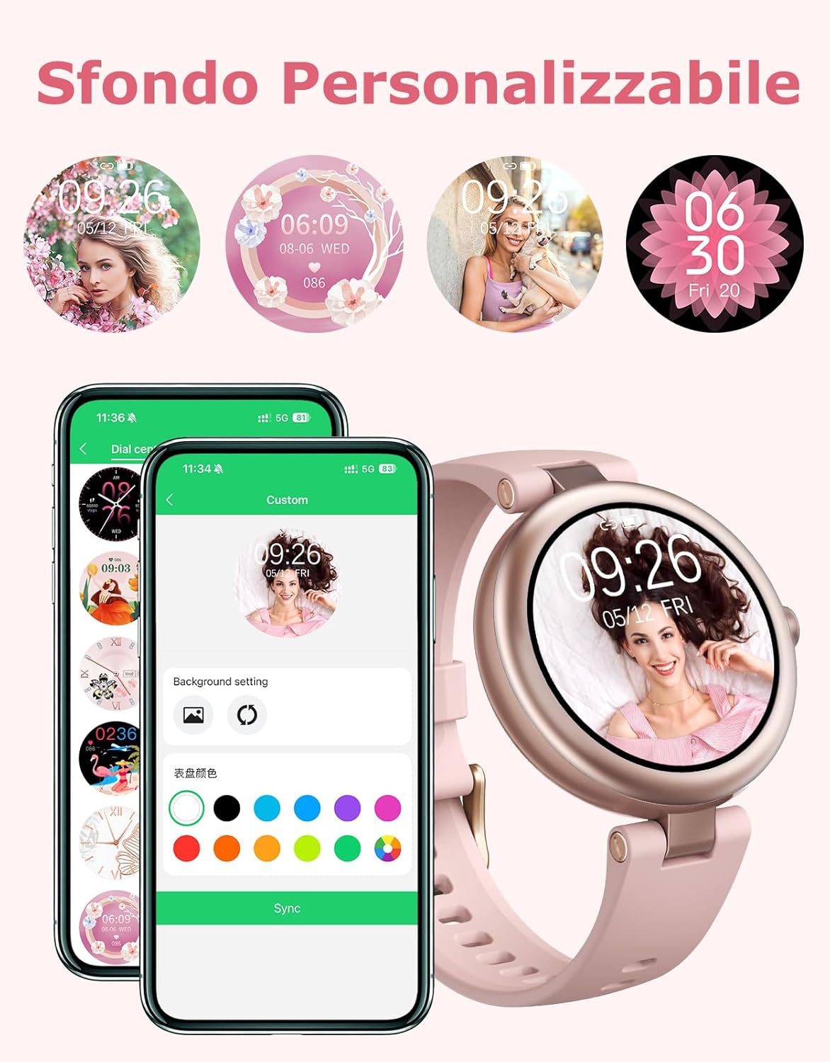 Thumbnail 6 de SHANG WING Smartwatch Donna Piccolo: Orologio Rotondo con AMOLED 1.09” e 500 mAh