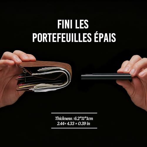 Detalle 2 de YESIIW Porte Carte Homme en Aluminium avec Pop-Up et Blocage RFID – Noir Européenne
