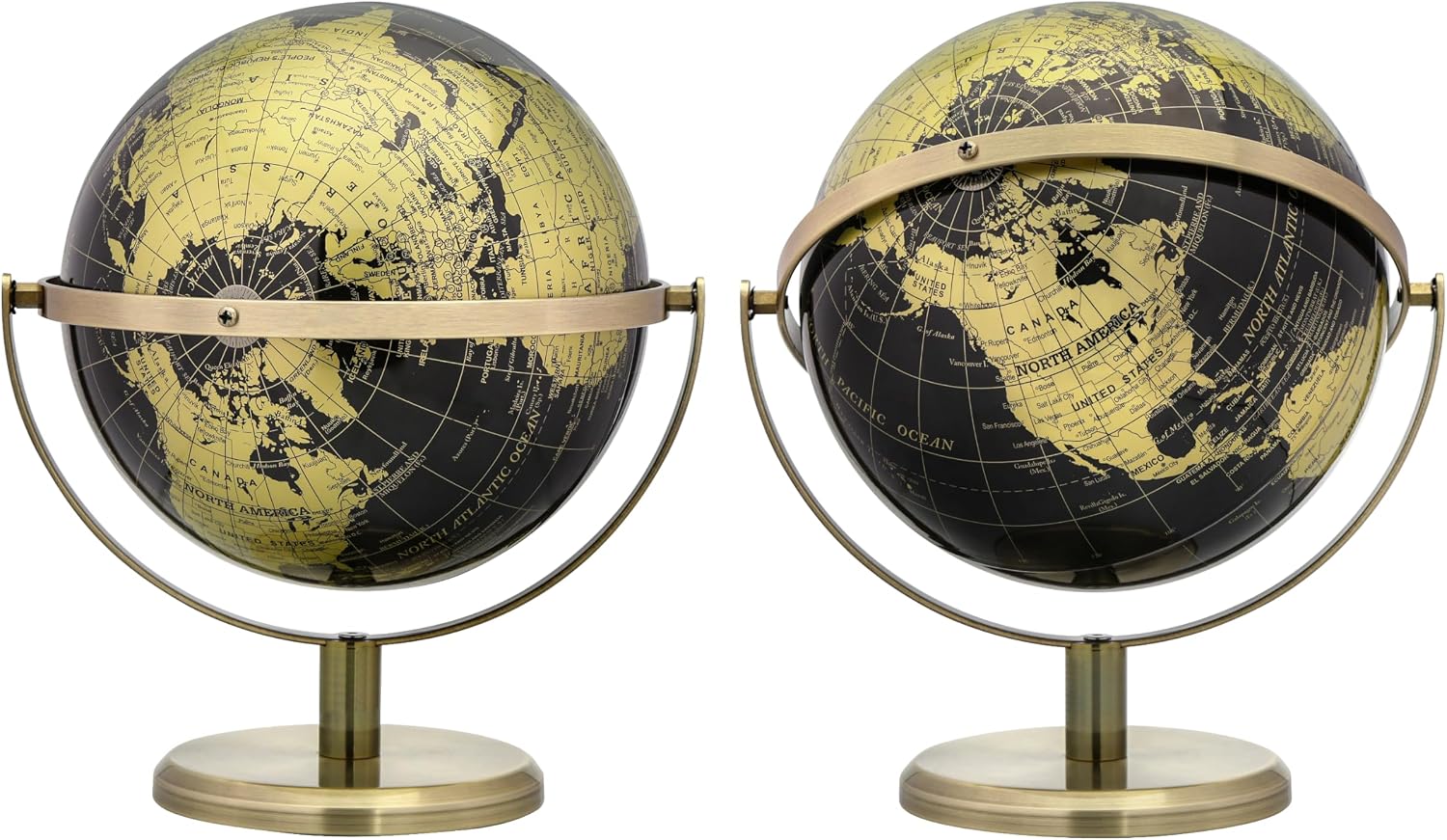 Detalle 2 de Exerz EX-GL20-360BLK-GLD 20 cm World Globe, 360° Rotating English Map