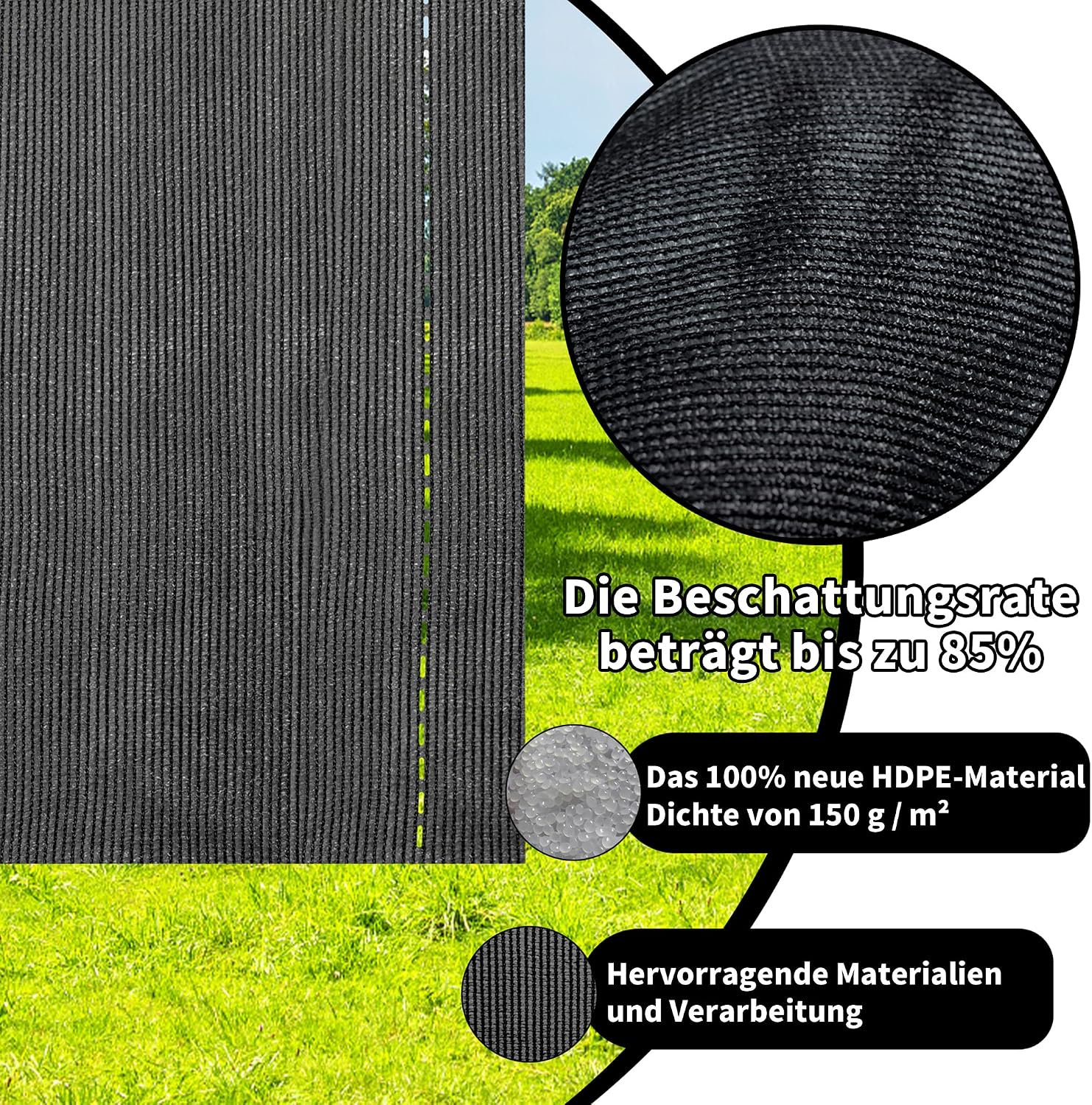 Detalle 2 de LZQ 150 g/m² HDPE Fence Screen, UV-Stabilised, Anthracite, 1.0 x 10 m