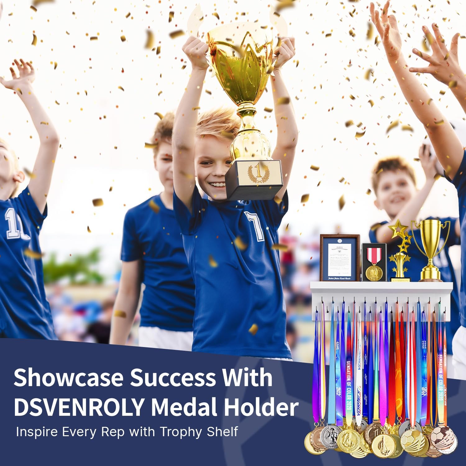 Thumbnail 4 de Medal holder trophy rack 25 hooks, 40.5cm