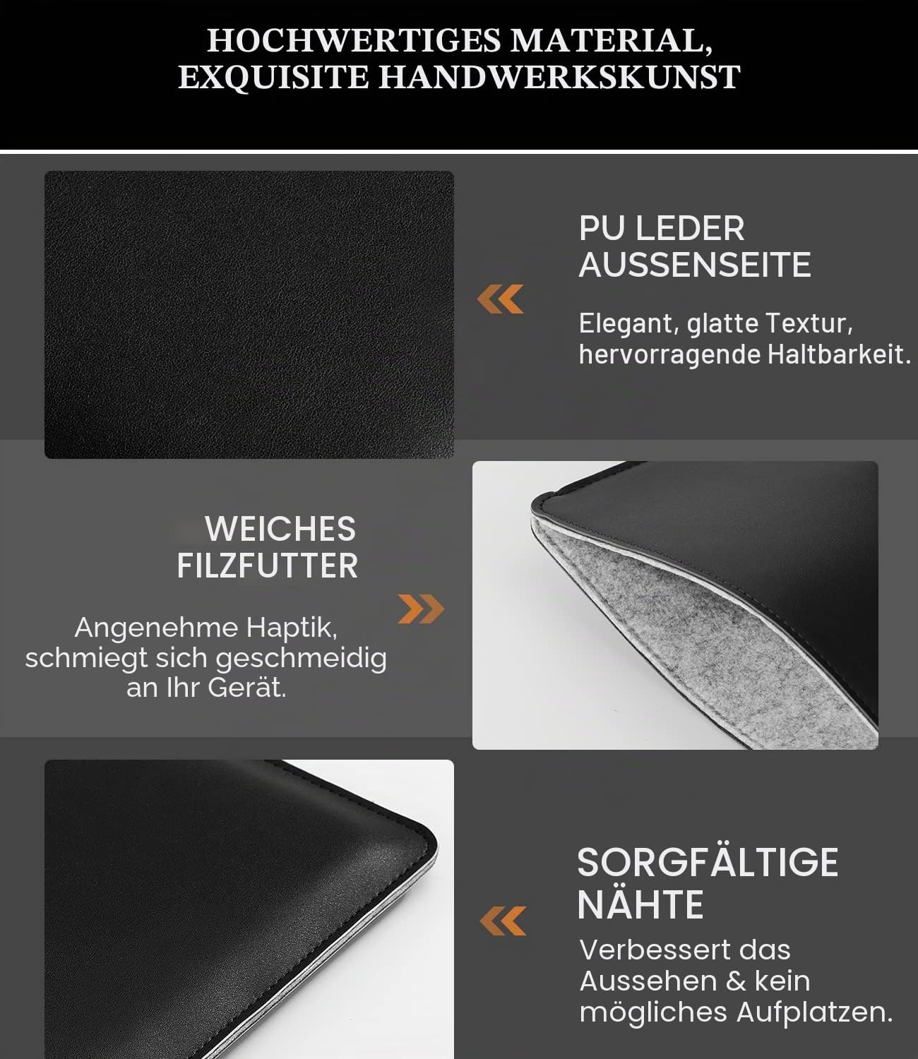 Detalle 2 de MoKo 7-8 Zoll Tablet Sleeve aus PU-Leder – Slim, robust und passend für iPad Mini & Co.