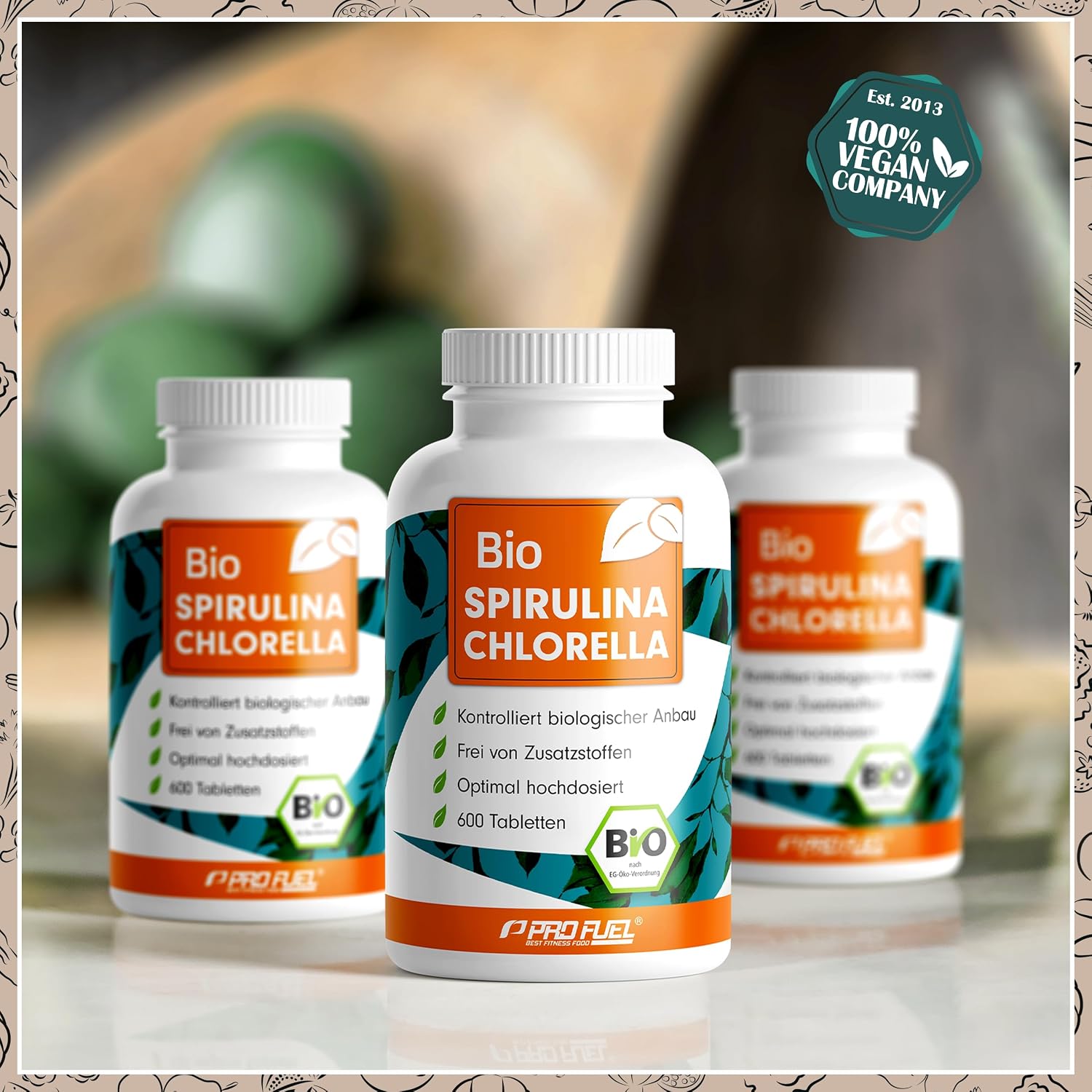 Detalle 2 de Bio Spirulina & Chlorella Presslinge 600x — 3000 mg Spirulina