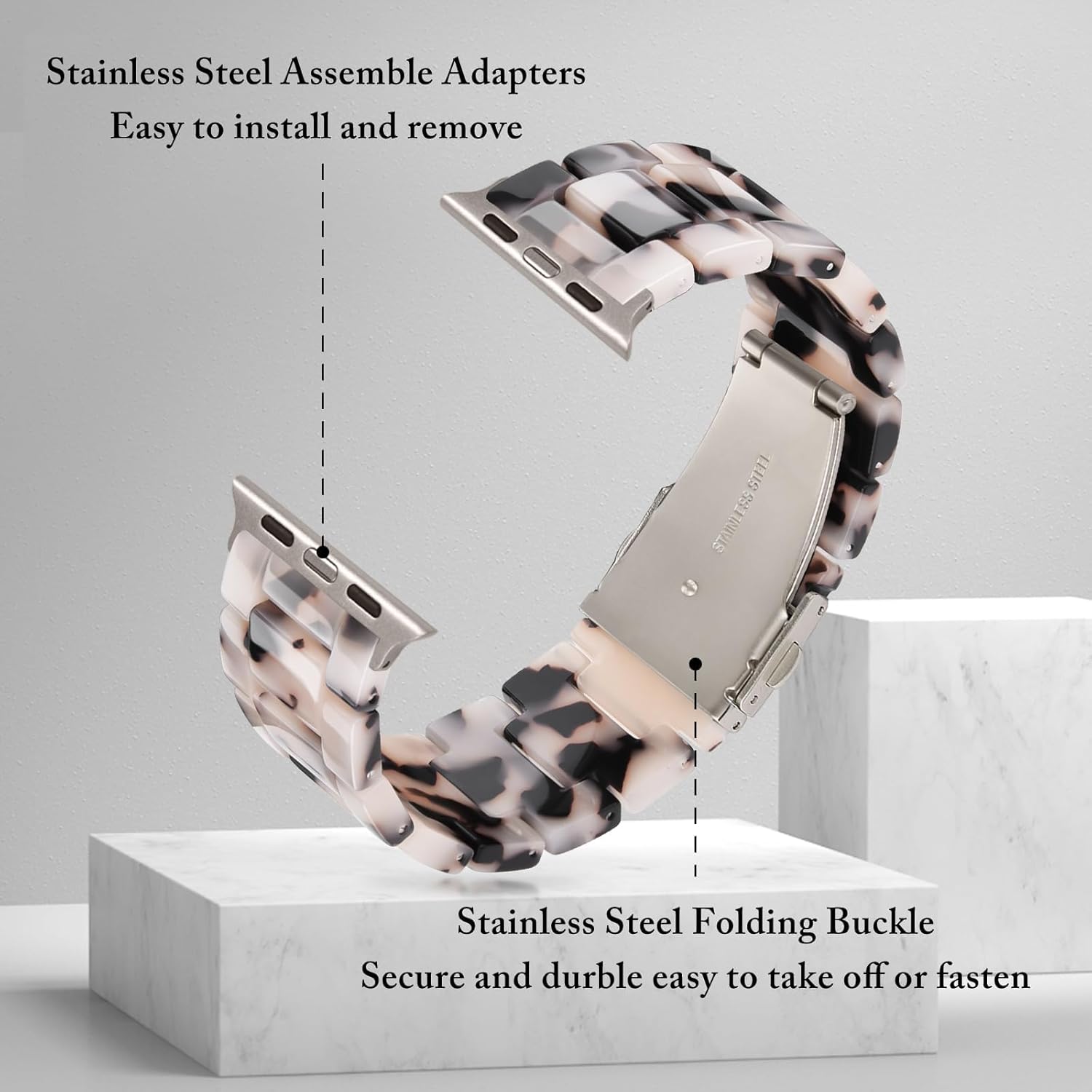 Thumbnail 6 de V.R.HOPE Modern Resin Strap for Apple Watch 38–42mm (Tortoise Shell)