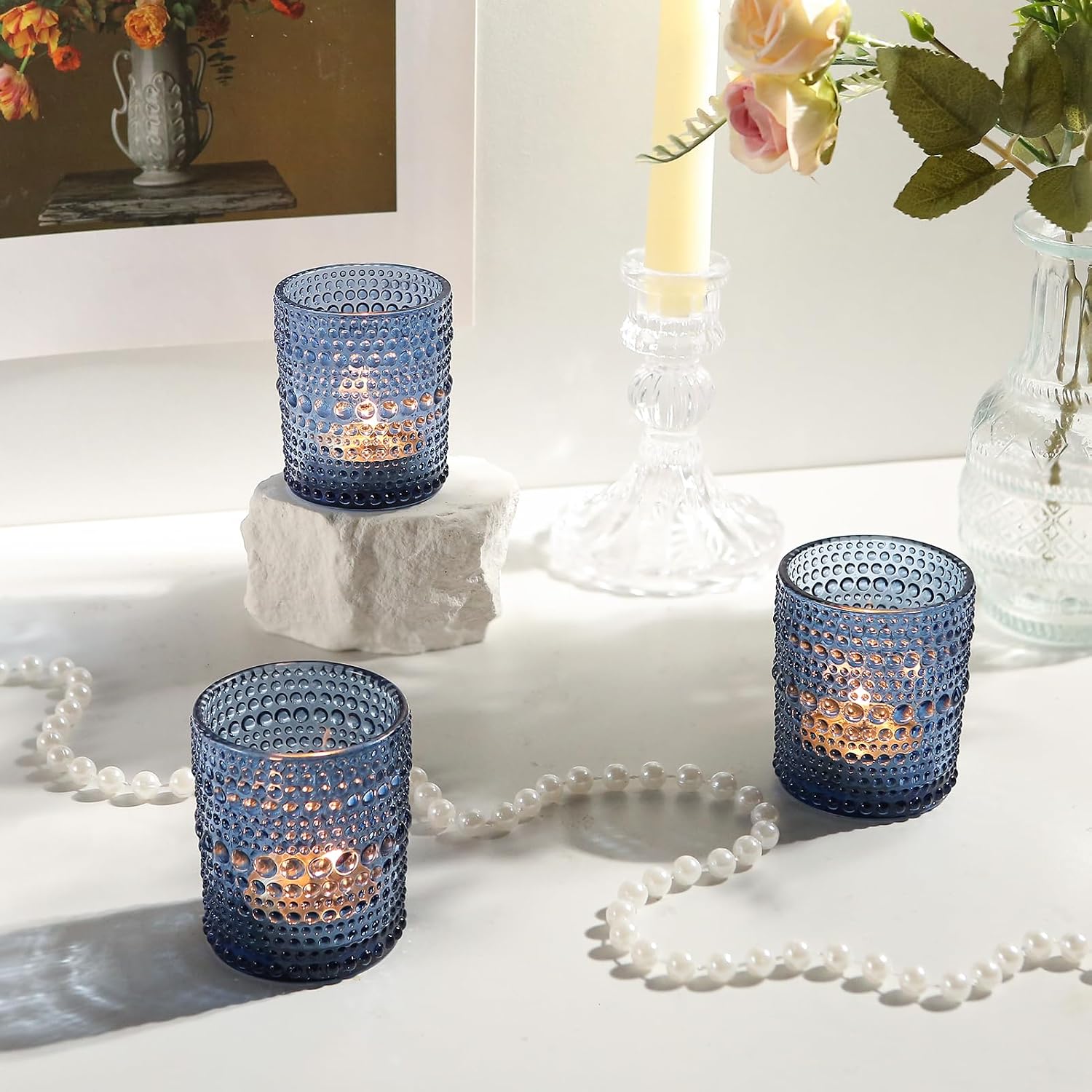 Thumbnail 4 de Blue Vintage 24-Pack Votive Candle Holders 2x2.5in 🕯