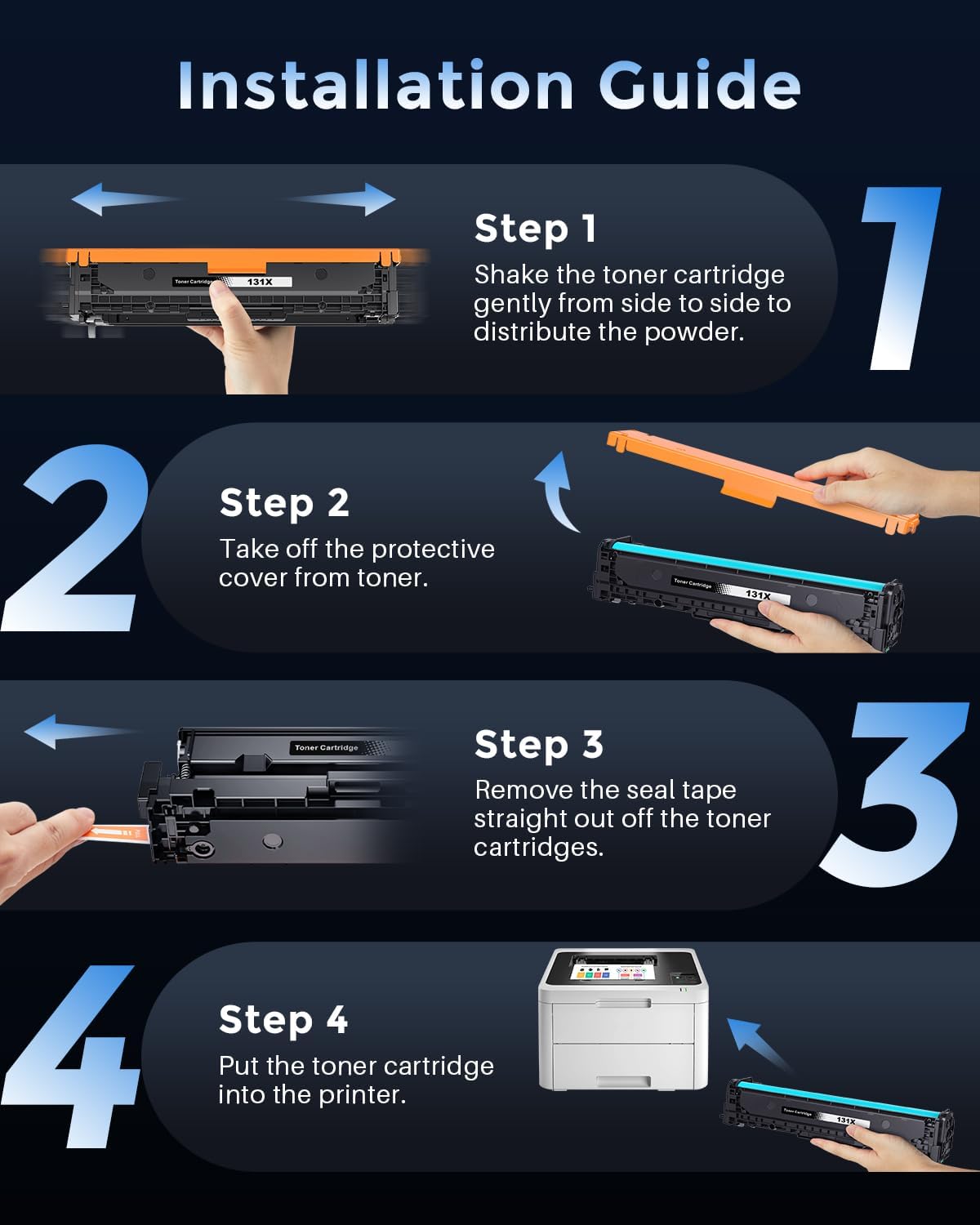 Thumbnail 5 de Kuva 131X – Lot de 4 toners compatibles HP 131X (Noir, Cyan, Magenta, Jaune) pour LaserJet Pro & Color MFP