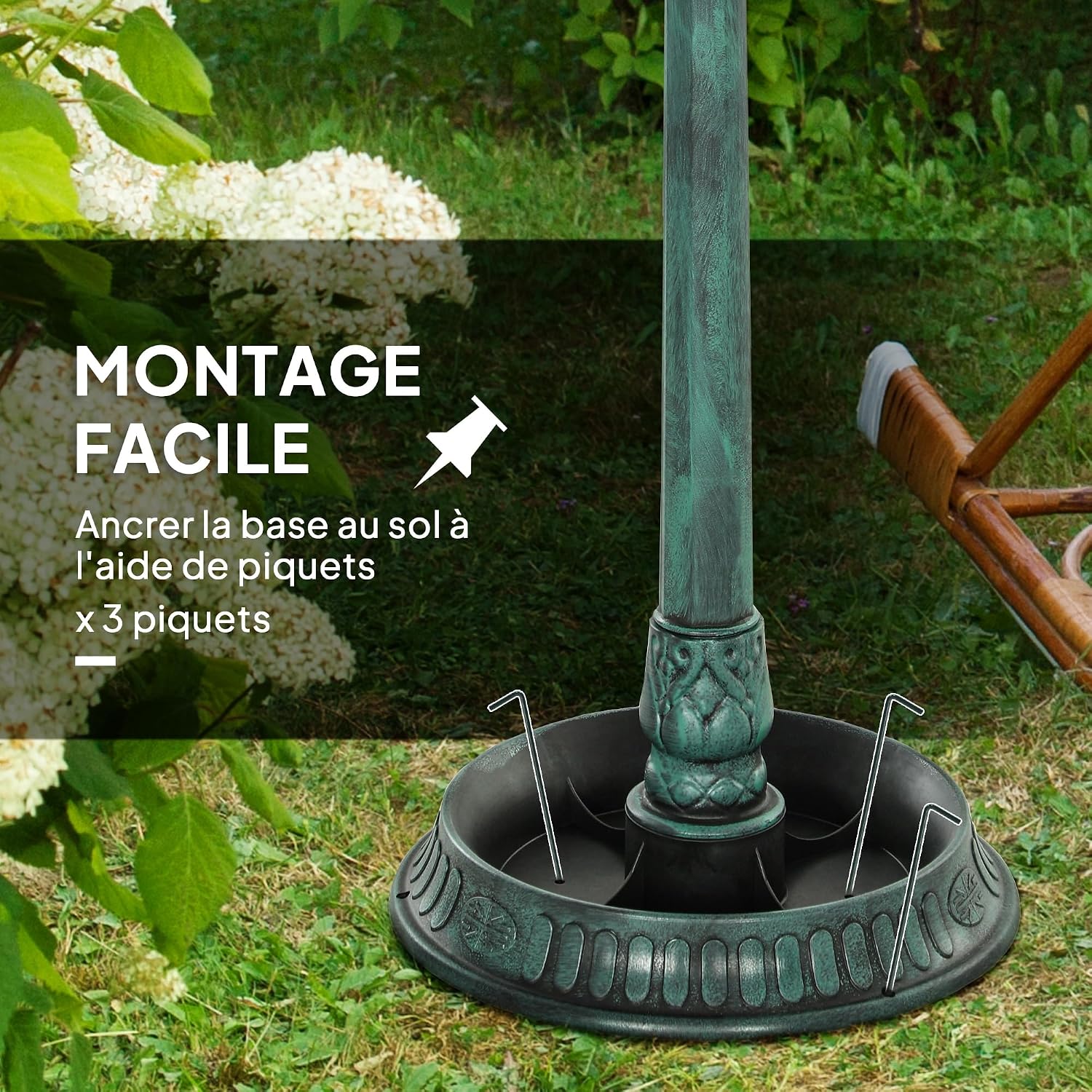 Detalle 2 de Outsunny 844-135V00GN vogelbad 3-in-1, plantenbak en voederplek