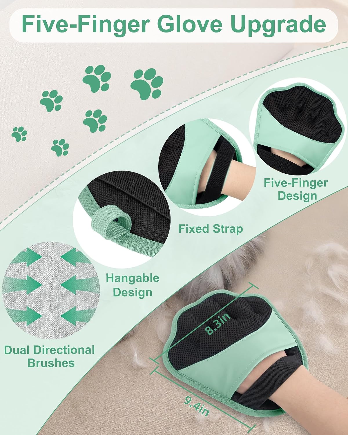 Thumbnail 2 de Lavendex 2PCS Pet Hair Removal Glove – Five-Finger Electrostatic Grooming for Dogs and Cats