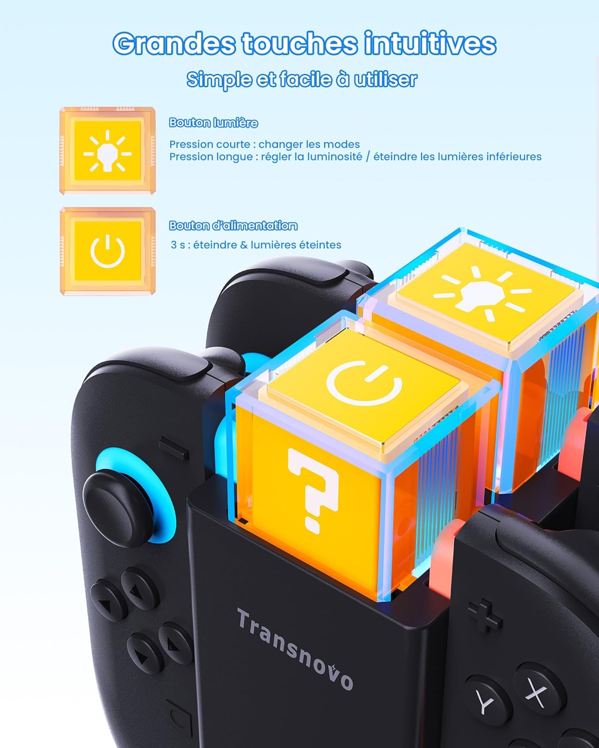 Thumbnail 3 de TRANSNOVO Chargeur 6-en-1 pour Nintendo Switch 2 / Switch & OLED : dock Joy-Con avec double système de charge