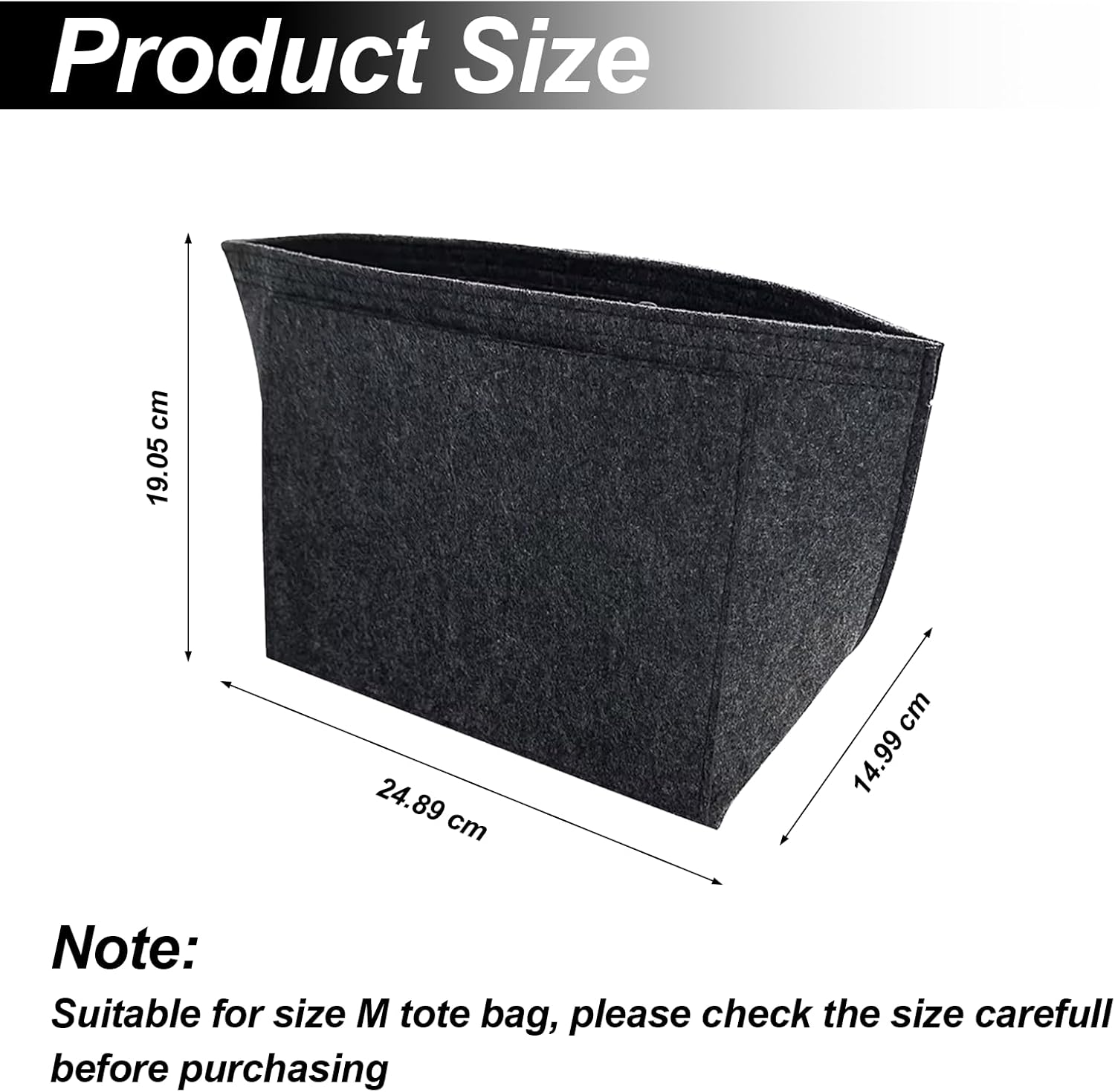 Detalle 2 de GREATRICH Organisateur de Sac en Felt pour Longchamp – 25x15x19 cm, Noir