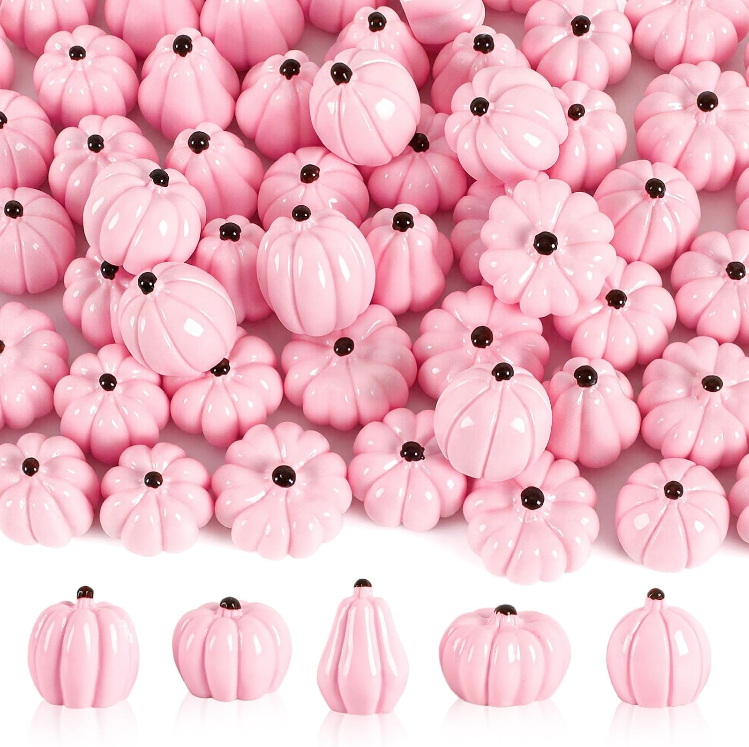 Detalle de DTOFOOT 14839 Mini Pink Resin Pumpkins, 60-Piece Set, 5 Designs