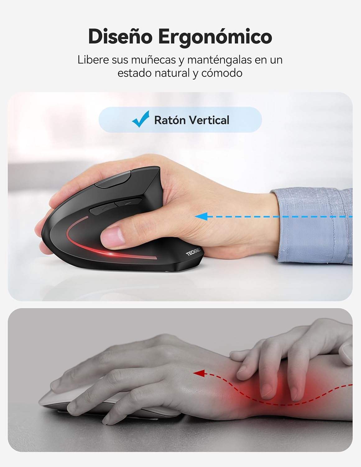 Detalle 2 de TECKNET Ratón Vertical Ergonómico 4800 dpi