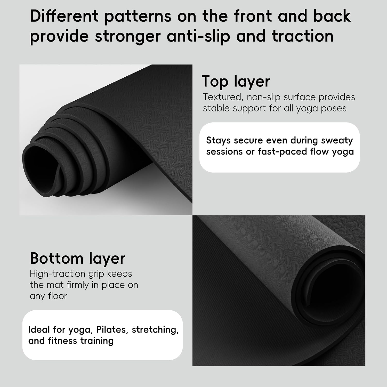 Detalle de Wimwum Extra Wide Yoga Mat, 72" x 32", 6mm TPE with Carrying Strap