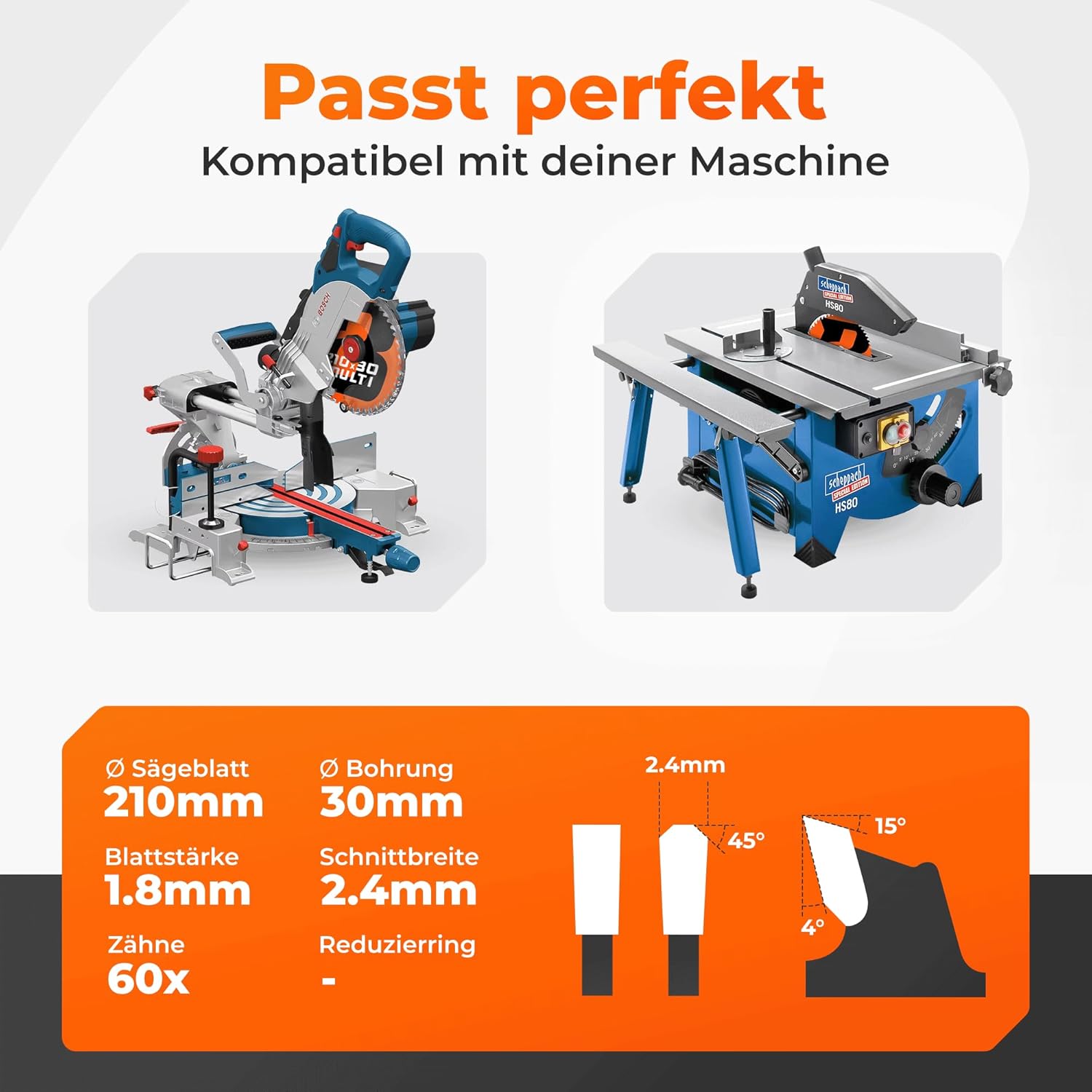 Thumbnail 5 de BAUBECK Sägeblatt 210x30 für Multi-Material-Feinschnitt – 60-Zahn-Scheibe für Holz, Aluminium & Metall