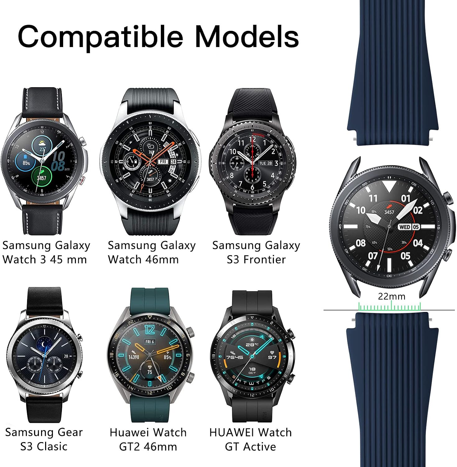 Thumbnail 4 de Mastten 22mm silicone strap for Samsung Galaxy Watch 46mm