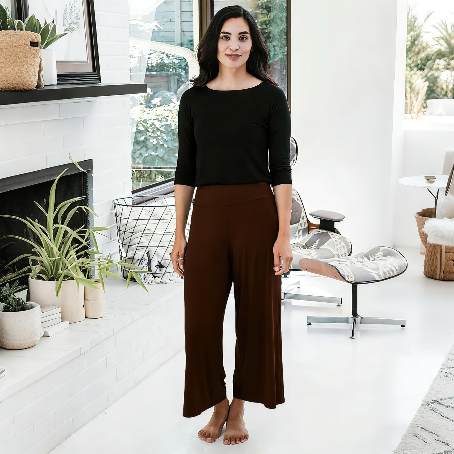 Detalle de NEW Young 3 Pack Women's Wide Leg Pants with Pockets High Waist Loose Sweatpants
