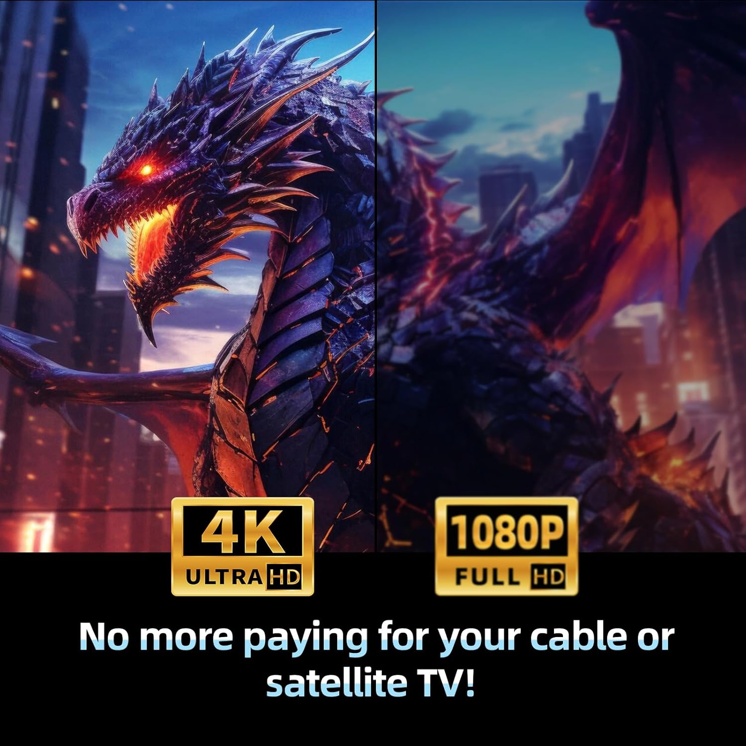 Thumbnail 4 de Indoor TV Aerial with Signal Booster (650+ Miles Range) for Smart TV & Older TVs, 180° Rotation, 16.4ft Coax Cable