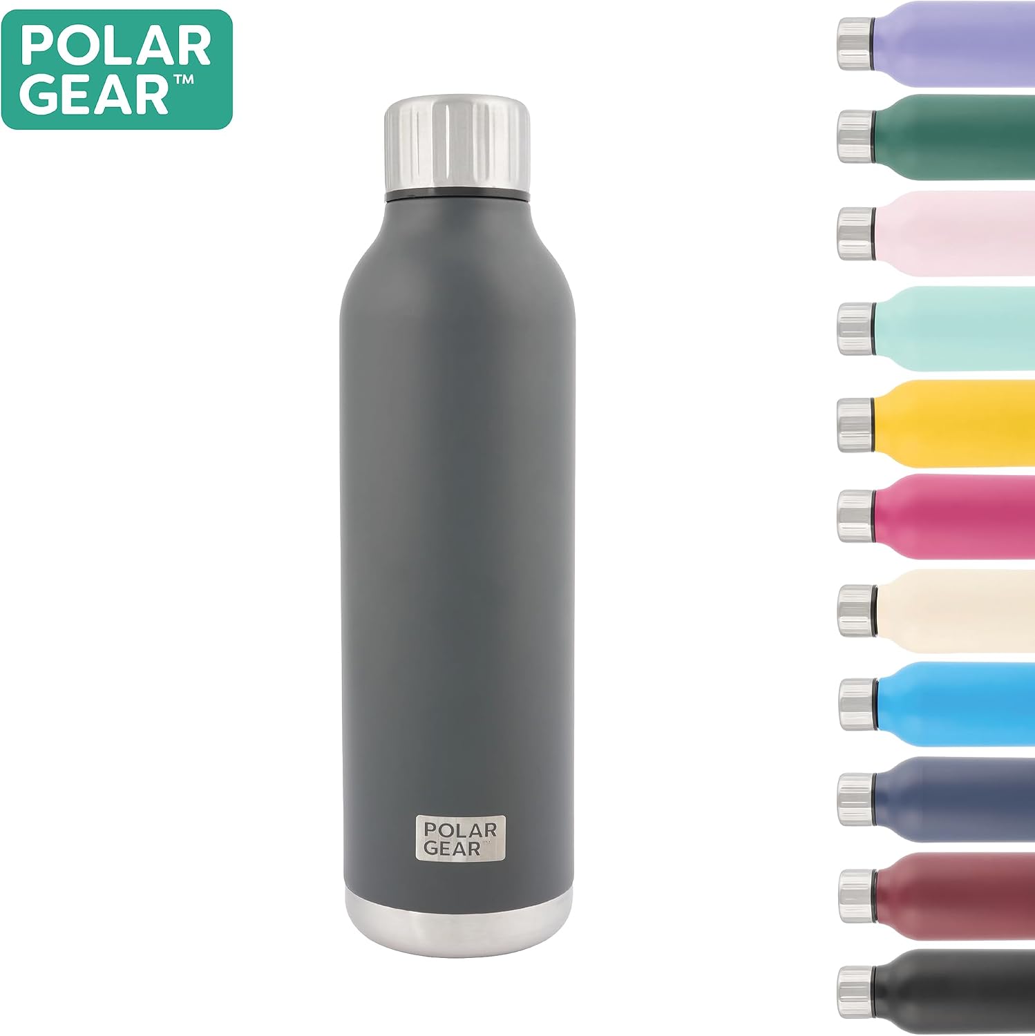 Detalle de Polar Gear Stainless Steel Water Bottle 500ml – Graphite