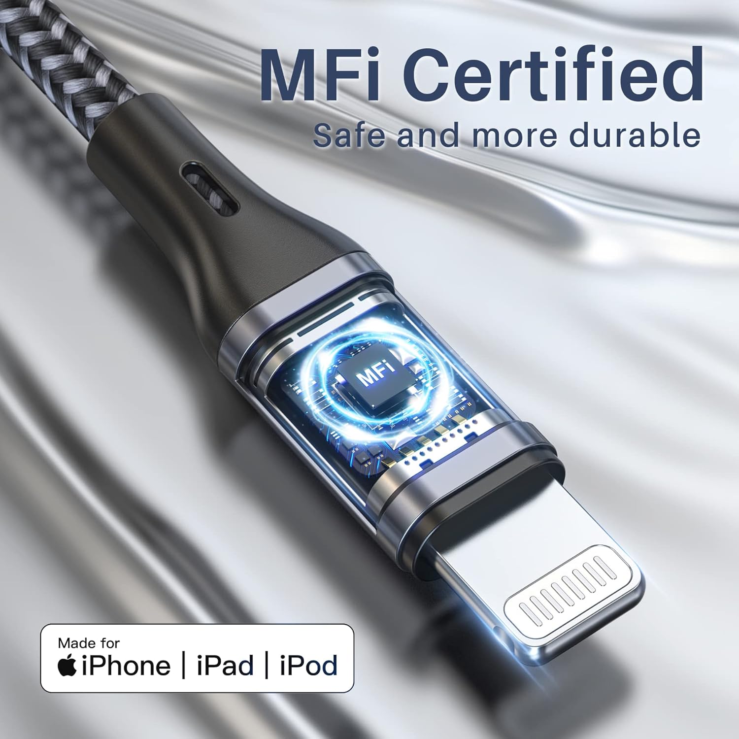 Thumbnail 1 de RAVIAD Cavo iPhone 1.2M con Certificazione MFi:Caricatore Lightning USB in Nylon Trenzato