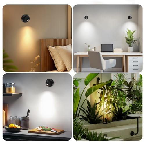Thumbnail 7 de Dehobo Focos para Interiores con Control Remoto 2 Unidad - 3 Modos de Luz Foco LED Recargable con Temporizador y Ajuste de Brillo - Ajuste Ángulo 350° Ideal para Plantas, Pintura y Obras de Arte