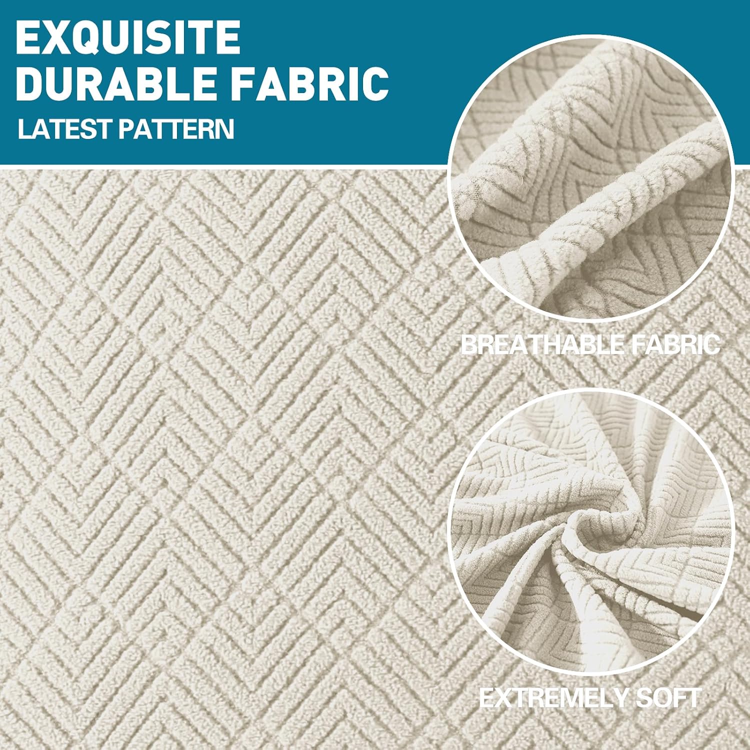 Thumbnail 3 de YSTELLAA Housse Coussin Canapé Extensible – protection et maintien anti-dérapant pour tout canapé (2 places) en blanc crème