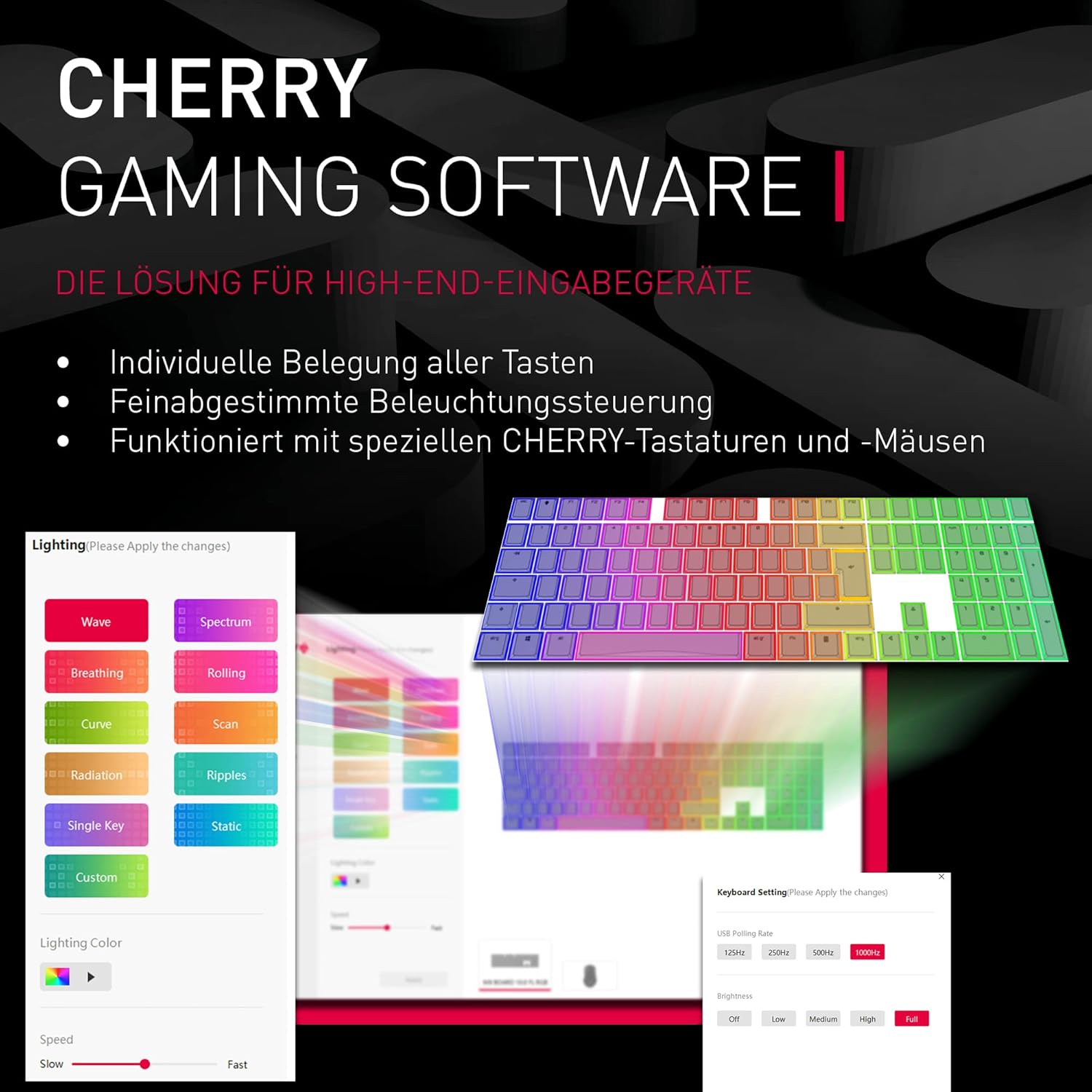 Thumbnail 6 de CHERRY MX 3.0S Wireless Gaming-Tastatur (QWERTZ, MX Red, RGB) – kabellos per Bluetooth, Funk oder Kabel