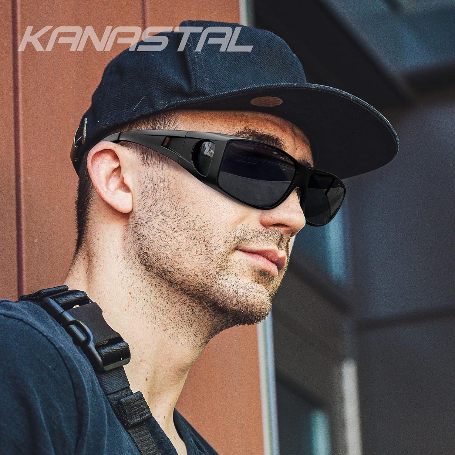 Detalle de KANASTAL Überzieh-Sonnenbrille (Fit Over) für Brillenträger, quadratisch polarisiert mit UV400