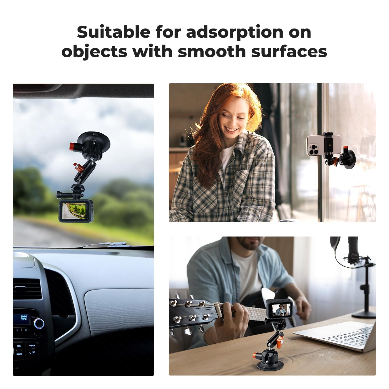 Detalle 2 de K&F CONCEPT 3" Supporto a ventosa per action cam e smartphone