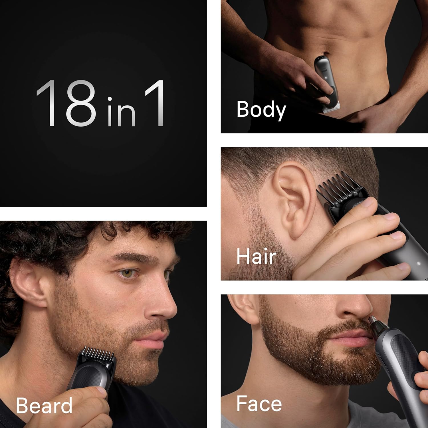 Detalle de Braun Series 7 18-in-1 All-in-One Grooming Kit (AIO7585 Grey) trimmer, hair clipper & body groomer