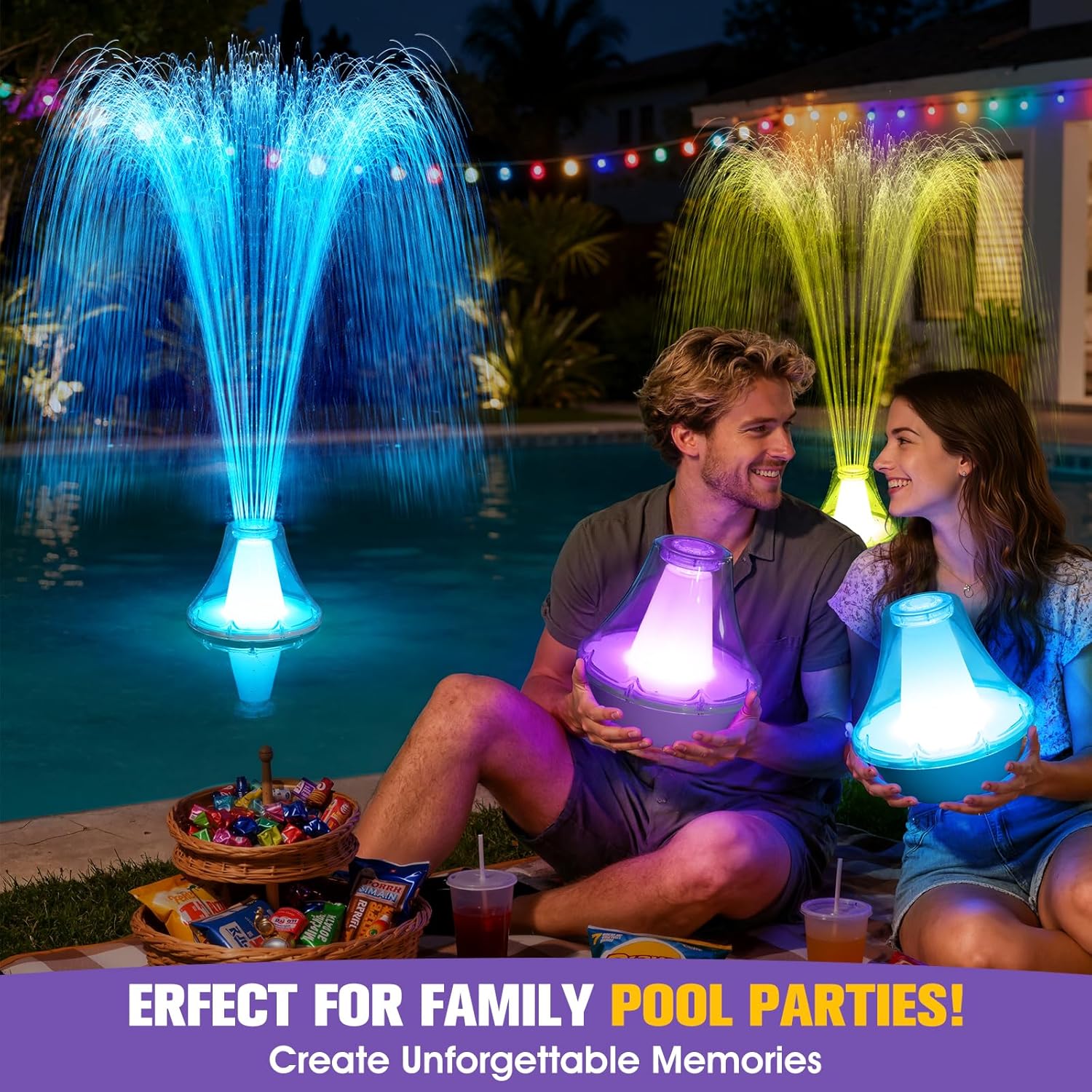 Thumbnail 6 de KingSom 2026 Springbrunnen Pool – schwimmende Fontäne mit LED-Licht, Fernbedienung und USB-C Schnellladung