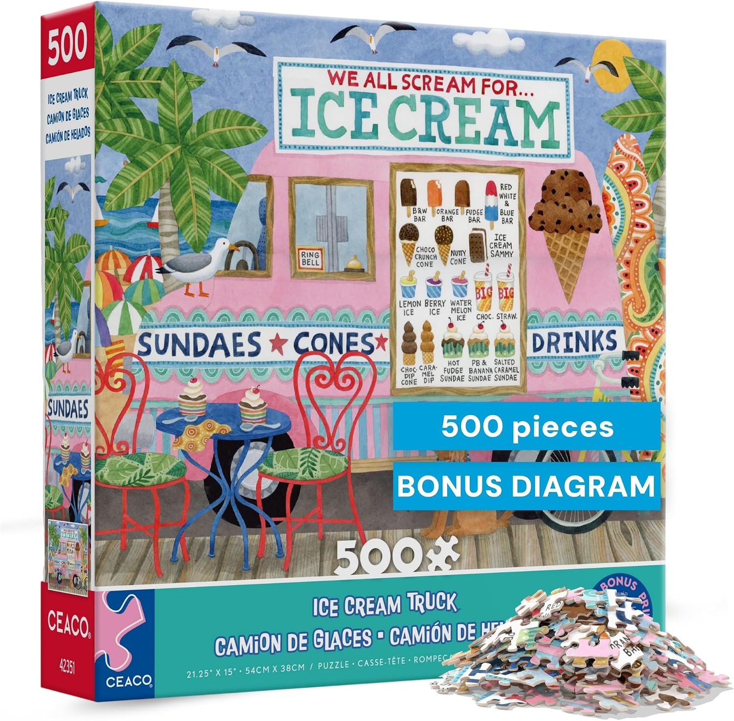 Detalle de Ceaco Food Trucks – Ice Cream Truck II 500-Piece Jigsaw Puzzle (Made in the USA)