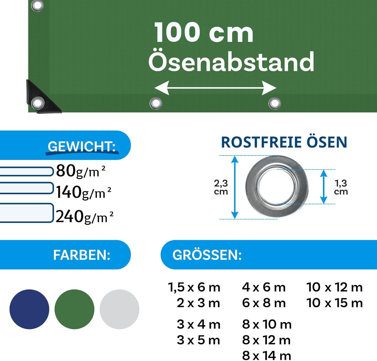 Thumbnail 2 de KARAT Abdeckplane 240 g/m² wasserdicht 4x6 m in Grün – witterungsschutz für Garten, Auto & mehr