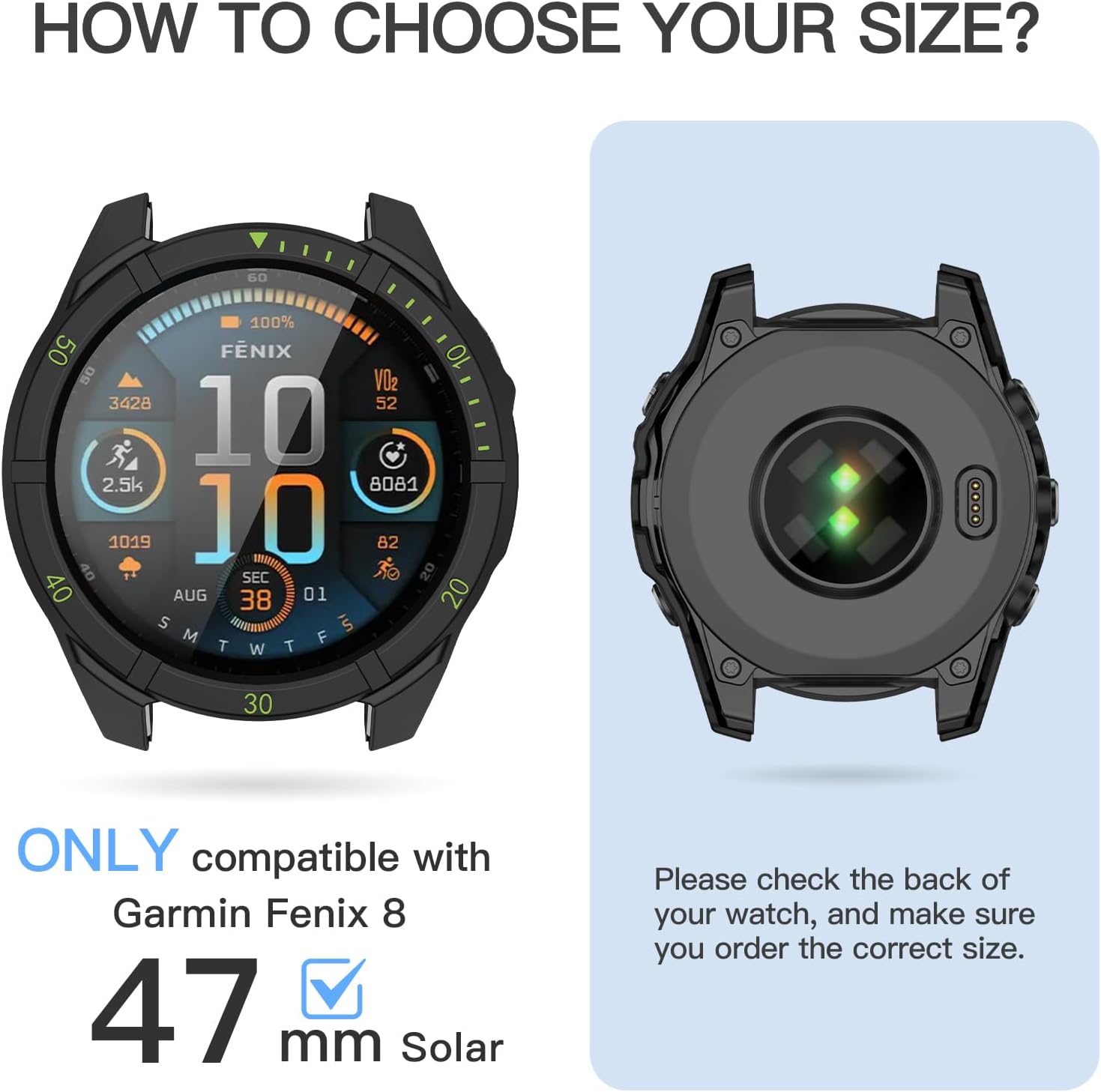 Detalle 2 de OVERSTEP Full Case for Garmin Fenix 8 47mm Solar: Complete Screen & Edge Protection