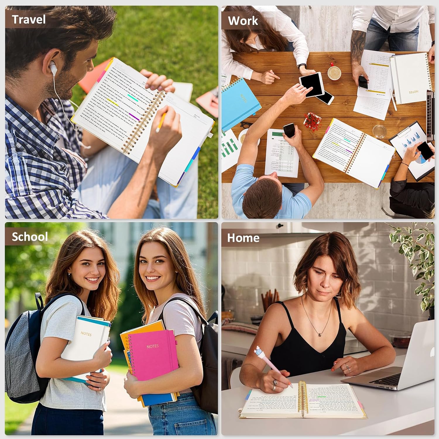 Thumbnail 6 de RIANEAN 8" x 10" Hardcover Spiral Notebook, 5 Subjects, 300 Pages