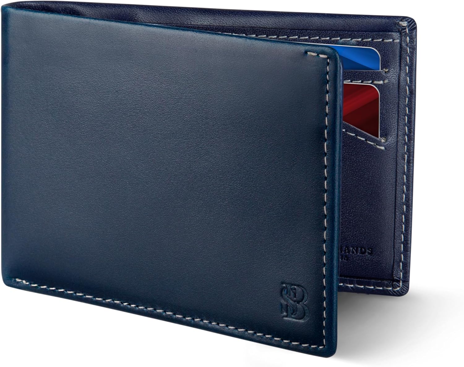 Detalle 2 de SERMAN BRANDS Men's Bifold Wallet, Full-Grain Leather
