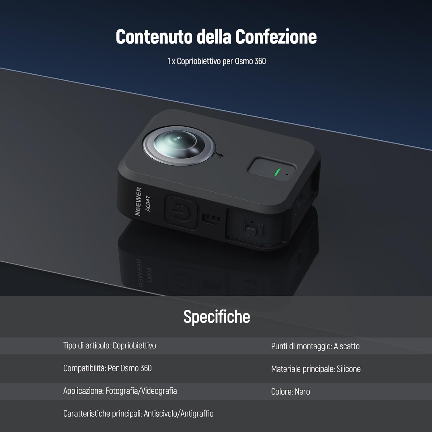 Thumbnail 6 de NEEWER Silicone Case per DJI Osmo 360 Action Cam AC047: custodia morbida antiscivolo e antigraffio