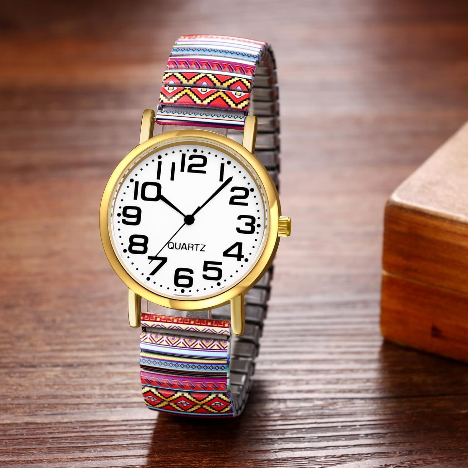 Thumbnail 1 de OIDEA Damen-Armbanduhr Boho Bohemian mit elastischem Edelstahlband (Quarz, großes arabisches Zifferblatt)