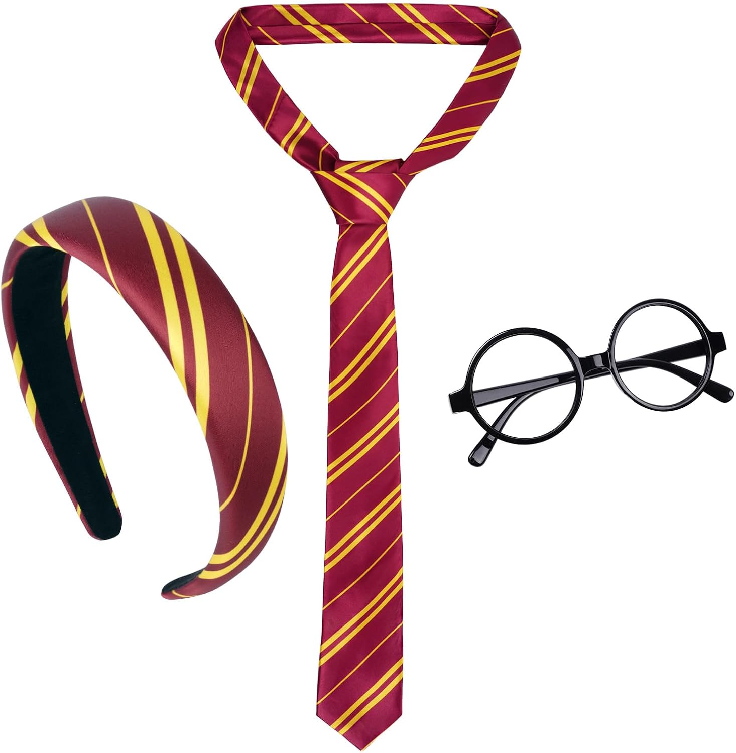 Aomig Zauberer Kostüm Zubehör – 3‑teiliges Cosplay-Set (Rot-Gelb Streifen)
