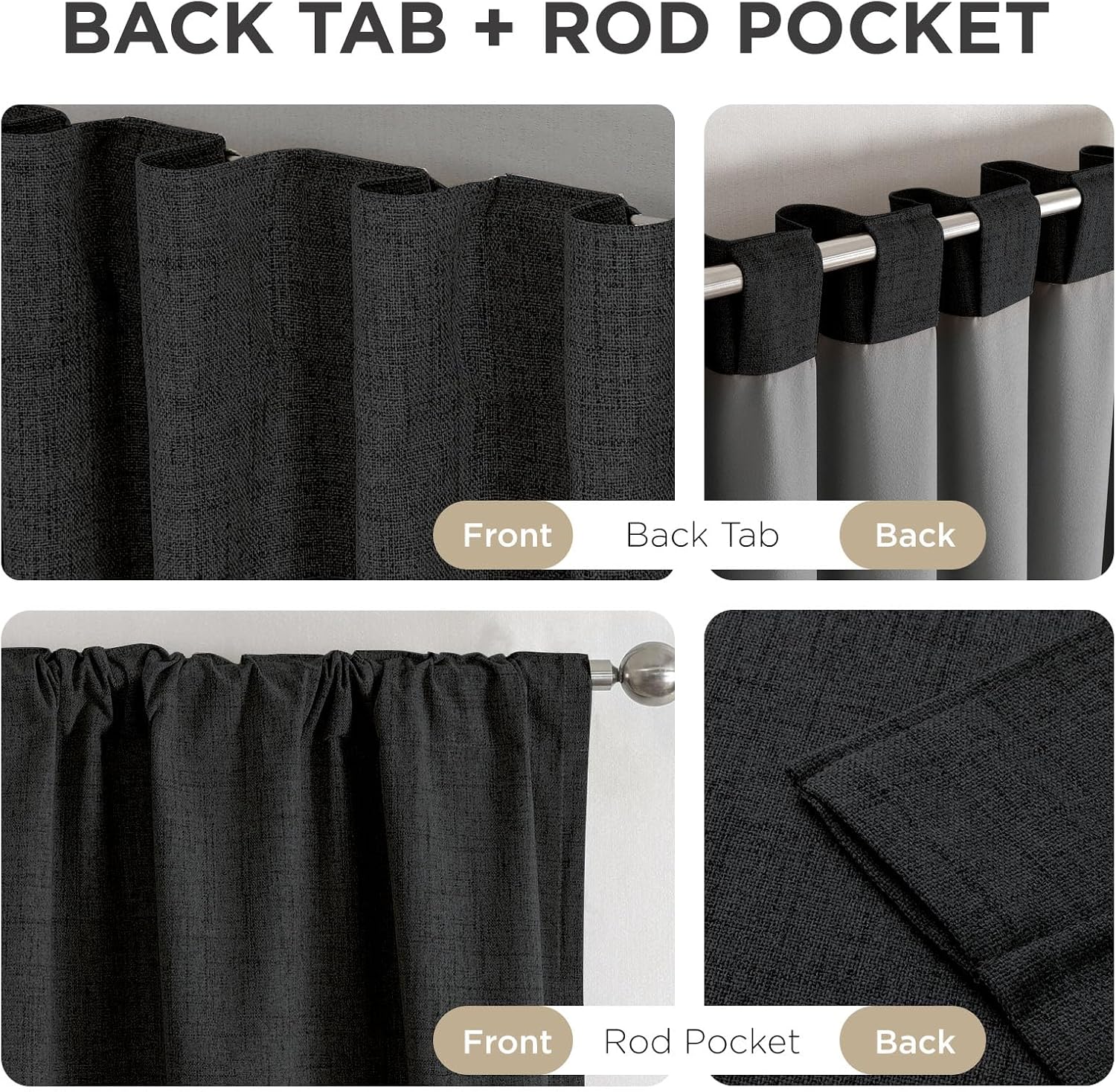 Thumbnail 5 de Joydeco Blackout Curtains for Bedroom (2 Panels, 66" W x 108" L) — 100% Light Blocking Thermal Room Darkening Drapes