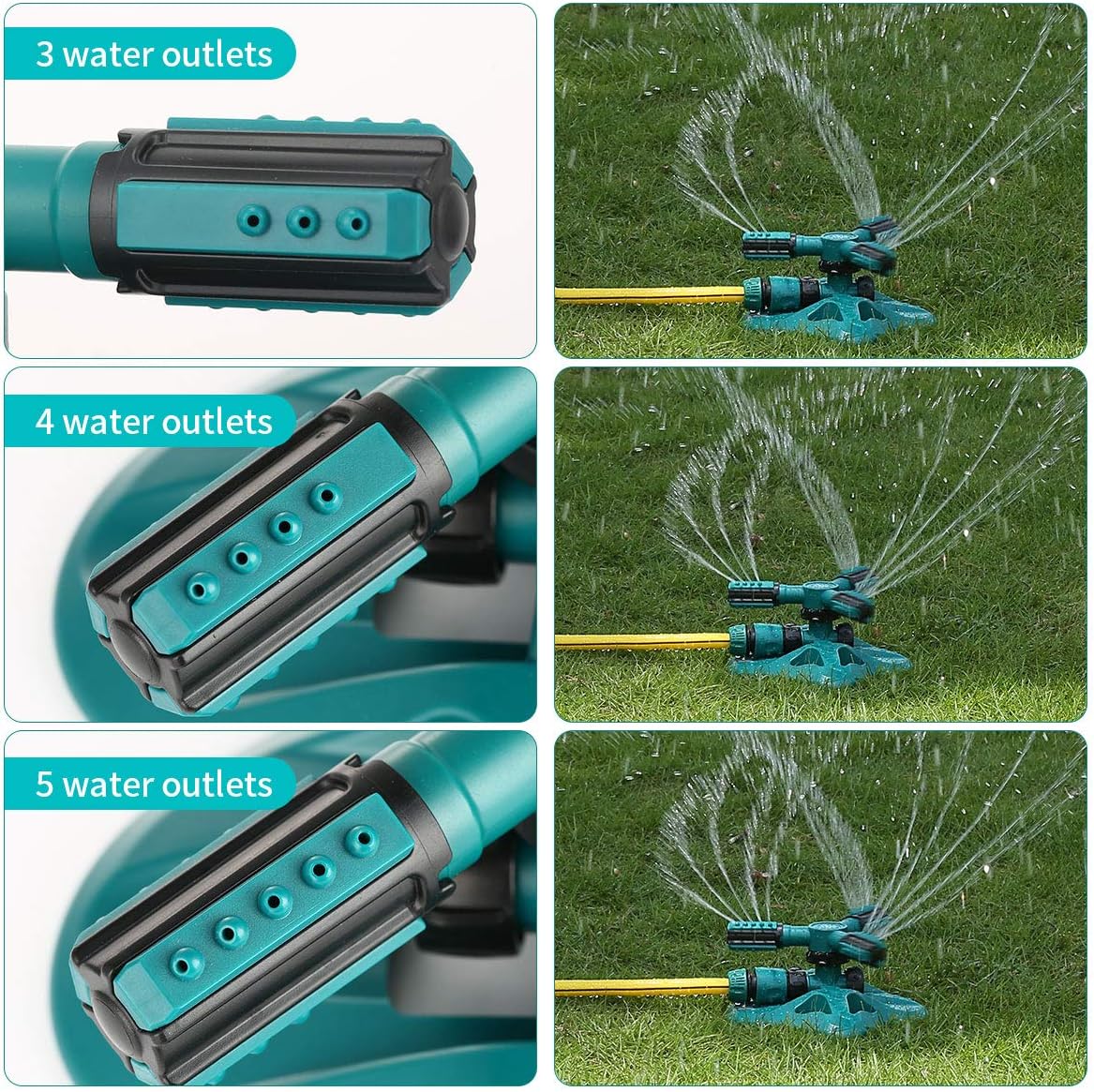 Thumbnail 3 de WISDOMWELL Garden Sprinkler: 360° Rotating 3-Arm Irrigation for Large Lawns